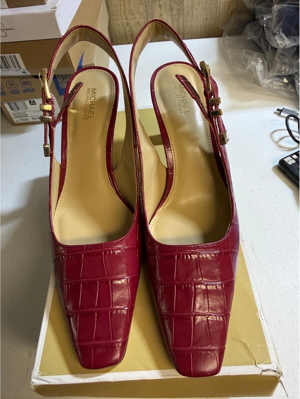 Michael Kors Red Leather Slingback Pumps Size 6.5M